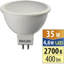 McLED LED žárovka GU5,3 MR16 4,6W 35W teplá bílá 2700K, reflektor 12V 100°