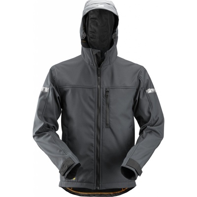 Snickers Workwear Softshellová bunda AllroundWork kapucňou sivá