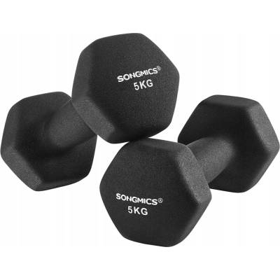 Songmics Potažené/pogumované činky s pevnou váhou 2 x 5 kg