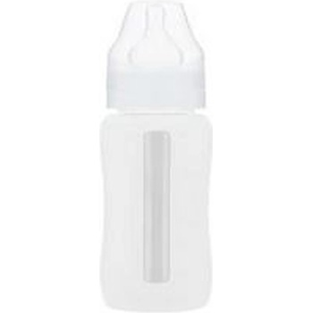 EcoViking Kojenecké láhev skleněná široká silikonový obal bílý 240ml