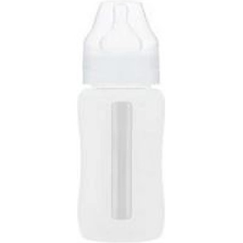 EcoViking Kojenecké láhev skleněná široká silikonový obal bílý 240ml