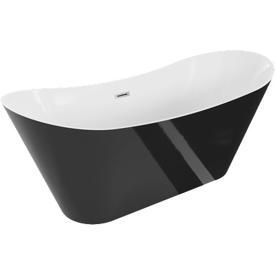 Mexen Celia свободностояща вана 170 x 75 cm, бяла/черна, преливник четкан никел - 52331707575-97 (52331707575-97)