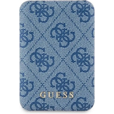 GUESS Преносима батерия Powerbank индуктивен 15W GUPB5FP4EMGB 5000mAh синьо/синьо 4G кожено метално лого MagSafe (3666339210601)