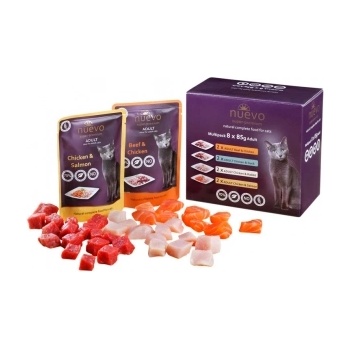 nuevo - Мултипак паучове за израснали котки с четири видове месо, 85 гр