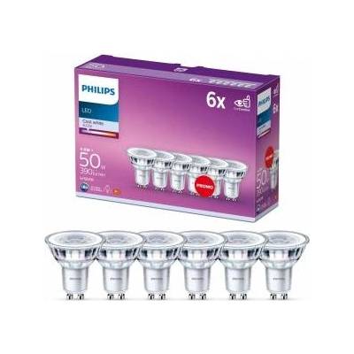 Philips LED Classic GU10 lamps pack of 6 (50 W), reflector LED spots with cold white light, energy-saving lamps with a long useful life, not dimmable - 929001218298