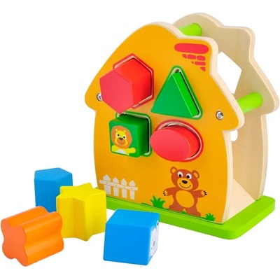 Acool Toy Игрален комплект Acool Toy - Дървена къщичка с животни, сортер (ACT32)