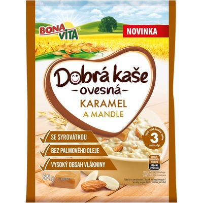 Bonavita Dobrá kaša ovsená so srvátkou karamel a mandle 55 g