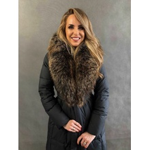 Max Original Leather Páperový kabát s kožušinou 77501R black/natur.