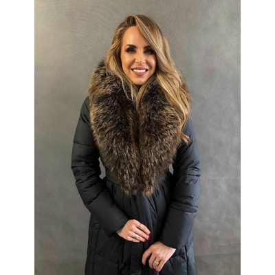 Max Original Leather Páperový kabát s kožušinou 77501R black/natur.