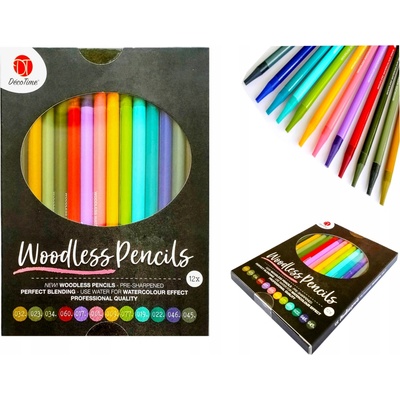 DecoTime Woodless Pencils bezdrévkové akvarelové ceruzky 032 045 12 ks