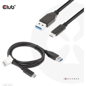 Club 3D Кабел Club 3D - CAC-1523 (3.1 USB-C Gen 2 към 3.1 USB-A Gen 2, 10Gbps, 60W PD2.0, двупосочен, 4K60Hz, M/M, 1 м) (CAC-1523)