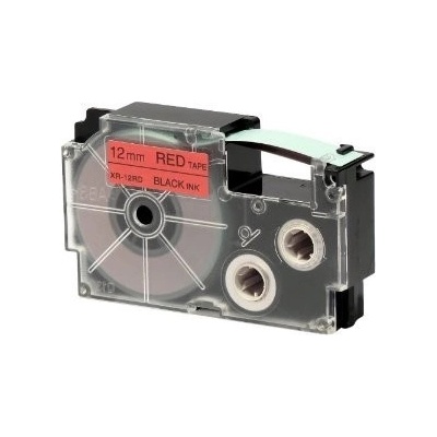 Casio XR-12RD1, 12mm x 8m, черен печат/червен фон, оригинален лента (XR-12RD1)