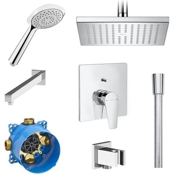 Roca Комплект за вграждане Atlas от 7 части - за душ / вана, с пита 200 x 200 mm (25020)