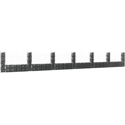 Nabytek XL Gabionový koš ve tvaru U se 7 sloupky železo 740 x 20 x 100 cm