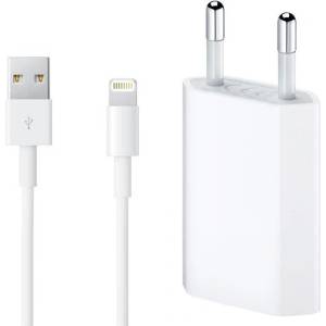 Apple (OEM) Зарядно за телефони Apple iPhone с кабел Lightning, оригинален, 5W, 1A (193583)