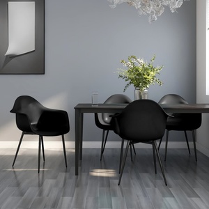 vidaXL Трапезни столове, 4 бр, черни, PP (338077)