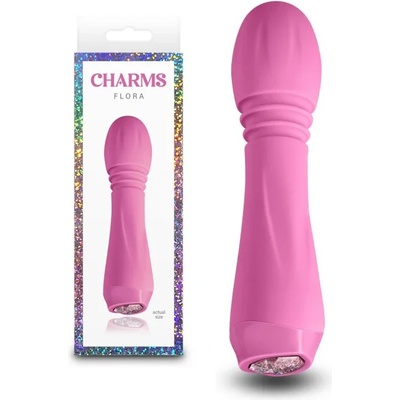 Вибратор и масажор, кристал в основата, 13, 4см. - Charms Flora Coral (NSTOYS1097)