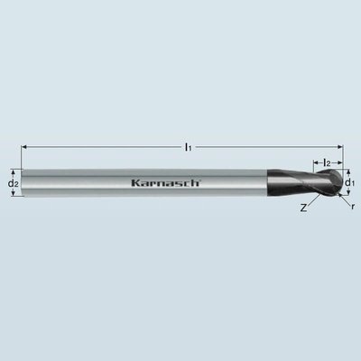 Karnasch 3064790800 | Tvrdokovová 3D rádiusová fréza 8,0/4,0x6,0-100x8 mm, Z=2