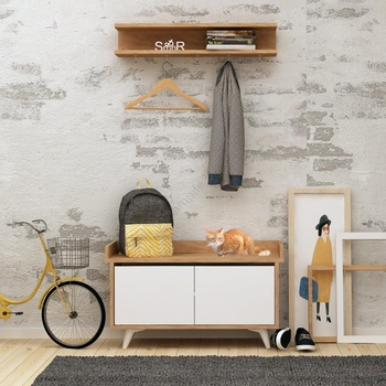 ASIR GROUP Закачалка ARASSO 18, 8x80 cм + шкаф за обувки 60x90 бял/кафяв (AS0690)