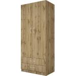 Bogdan Furniture I Двукрилен гардероб Mod 1008 с чекмеджета, Дъб артисан