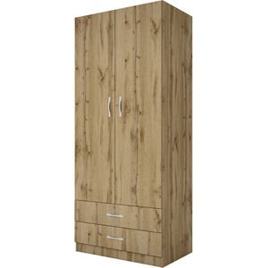 Bogdan Furniture I Двукрилен гардероб Mod 1008 с чекмеджета, Дъб артисан
