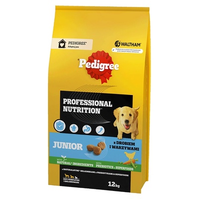 PEDIGREE PEDIGREE® Junior Professional Nutrition 12кг с птиче месо и зеленчуци - пълноценна суха храна за кученца от големи и средни породи