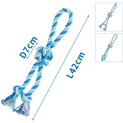 Nobleza bavlnené lano s uzlom 42 cm modrá