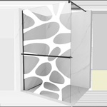 Mexen Kioto+ душ стена с рафт Walk-in 140 x 200 см, бяла вълна, черна - 800-140-121-70-97 (800-140-121-70-97)