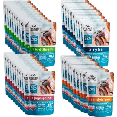Frendi kúsky v jemnej omáčke s králikom pre mačky 40x100 g 4 príchute