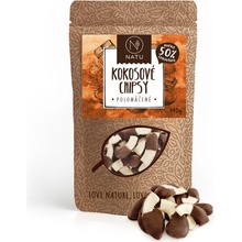NATU Kokosové chipsy polomáčené 50% hořká čokoláda 140 g