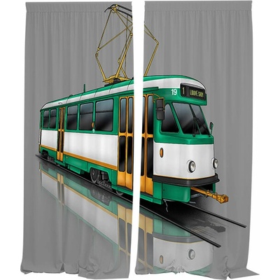 IMPAR Závěsy Tramvaj T2,zelená,140 × 250 cm