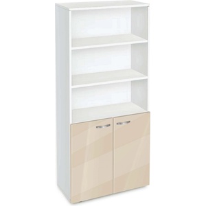 Bogdan Furniture G Етажерка BM-Ava-5 с две вратички, крем гланц с бяло гладко