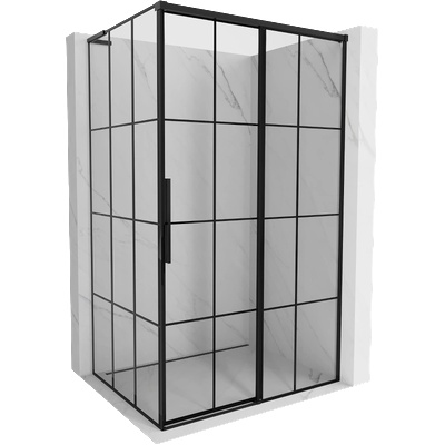 Mexen Rox L плъзгаща се душ кабина, дясна, 120 x 75 см, черна решетка, черна - 8C2L-120-075-70-77-P (8C2L-120-075-70-77-P)
