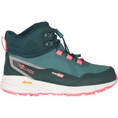 Trollkids Детски туристически обувки Trollkids Kid's Skarvan Hiker Mid XT Walking boots - Dusty Teal / Midnight Petrol / Coral Pink / - размер 33 (EU) (702-4131-0516)
