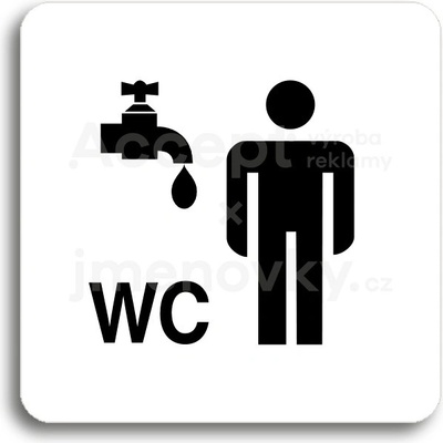ACCEPT Piktogram umývárna, WC muži - bílá tabulka - černý tisk bez rámečku