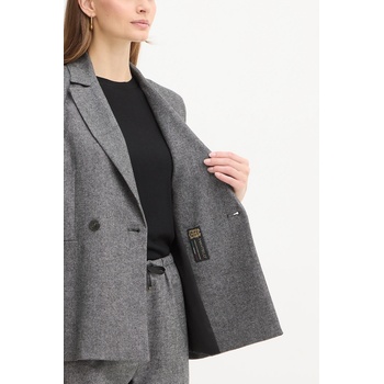 Marella Сако с вълна Marella Emme by Marella в сиво с едно копче с меланжов десен 2525046082200 (2525046082200)