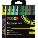uni Декоративен маркер, 1, 8-2, 5 мм, UNI "Posca PC-5M", 8 различни зелени цвята 302422441 (302422441)