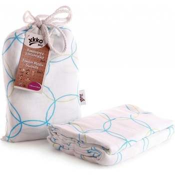 XKKO BMB Zavinovačka Squares&Circles Cyan Circles printed swaddle