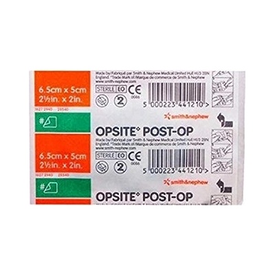 SMITH and NEPHEW Opsite Post-Op 5 cm x 6,5cm, absorpční krytí s polštářkem pro krytí pooperačních ran 100 ks