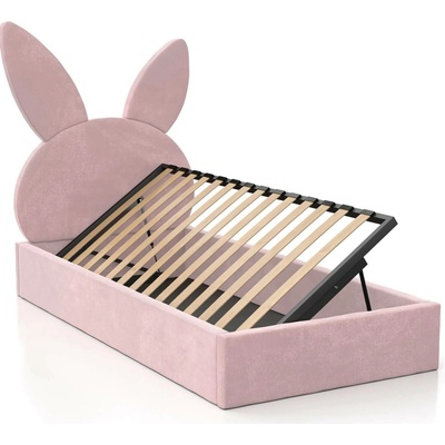 Ami Nábytek Kids Line 2 Rabbit s roštem a úložným prostorem růžový Velvet