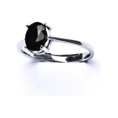 Čištín Stříbrný prsten přírodní černý spinel pleonast T 1245