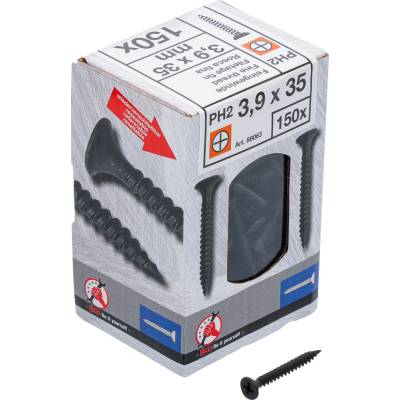 Sádrokartonářské vruty PH2, jemný závit 3,9 × 35 mm, 150 ks BGS 88063