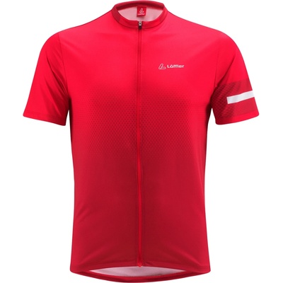 Löffler Мъжка фланелка с къс ръкав за колоездене Löffler Bike Shirt Full-Zip Dimi Cycling jersey - Red - размер 54 (EU) (056-3932-0314)