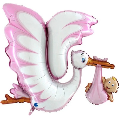 Grabo Fóliový balón supershape Bocian ružový 135cm