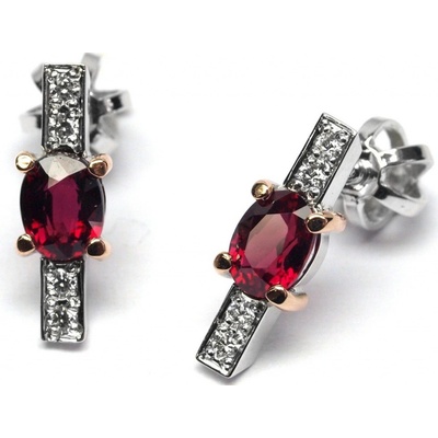 Klenoty Budín ručně vyrobené z bílého a červeného zlata s rubíny a diamanty J-28023-1