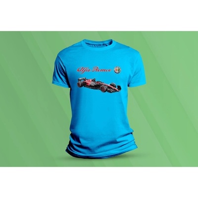 Sandratex dětské bavlněné tričko Formule Alfa Romeo C43. azurová
