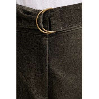 Sessun Кадифен панталон Sessun в зелено със стандартна кройка, с висока талия 25107029 (25107029)