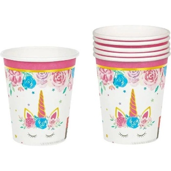 6 бр. детски картонени чаши от 240 мл с декор Еднорог