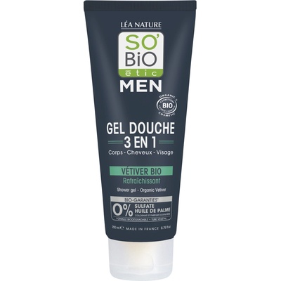 SO’BiO étic Men sprchový gel osvěžující vetiver 200 ml
