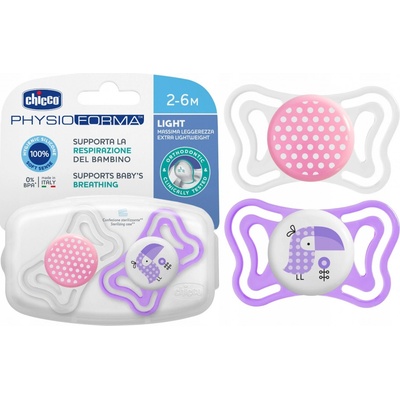 Chicco culík Physio Light silikón 2ks ružová